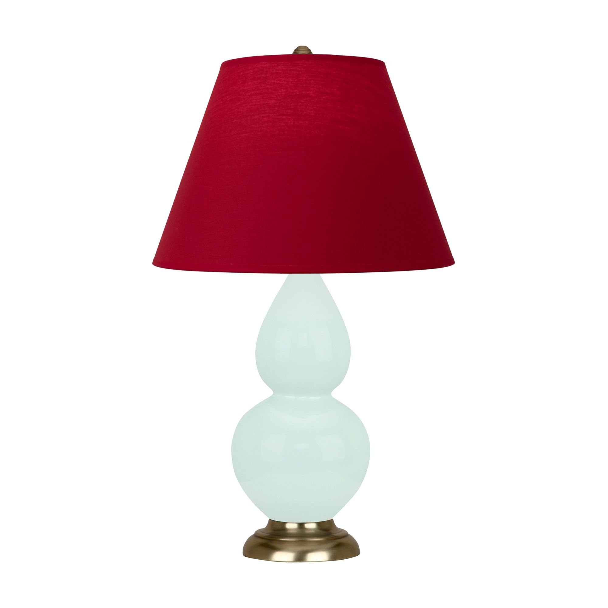 Image 2 Small Double Gourd 22.75"H Mint Glazed Brass Lamp w/ Red Black Shade more views