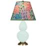 1_Small Double Gourd 22.75"H Mint Glazed Brass Lamp w/ Spring Floral Shade