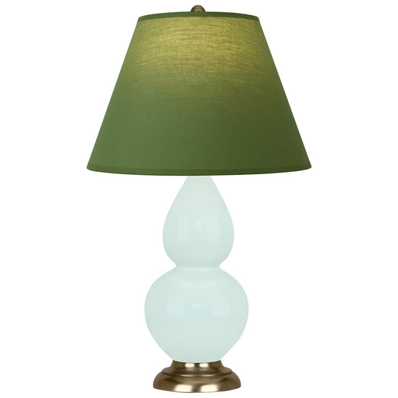 Image 1 Small Double Gourd 22.75"H Mint Glazed Brass Lamp w/ Tea Green Shade