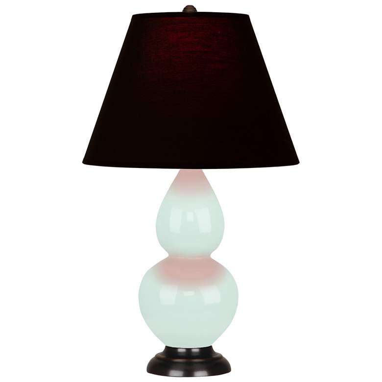 Image 1 Small Double Gourd 22.75"H Mint Glazed Bronze Lamp w/ Black Red Shade