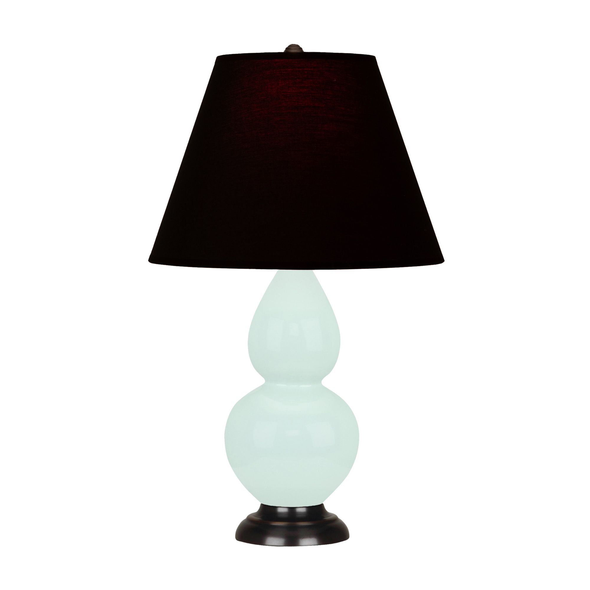 Image 2 Small Double Gourd 22.75"H Mint Glazed Bronze Lamp w/ Black Red Shade more views