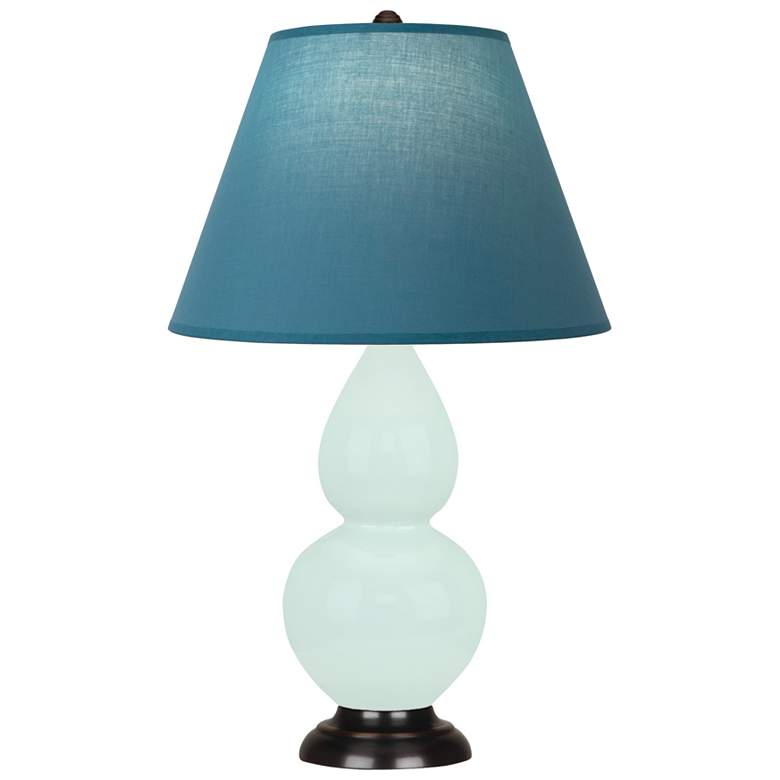 Image 1 Small Double Gourd 22.75"H Mint Glazed Bronze Lamp w/ Bright Blue Shade