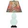 Small Double Gourd 22.75"H Mint Glazed Bronze Lamp w/ Fall Floral Shade