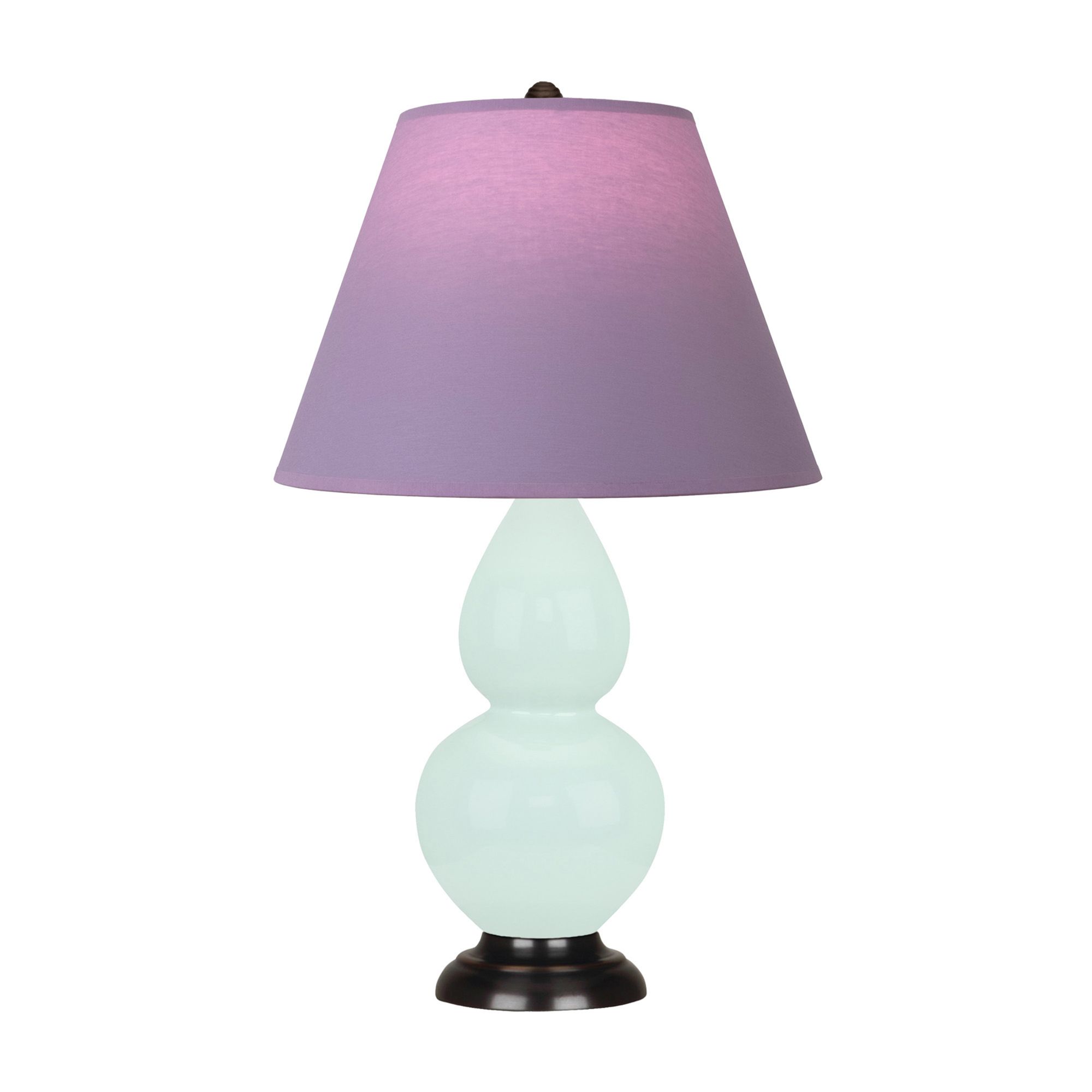 Image 2 Small Double Gourd 22.75"H Mint Glazed Bronze Lamp w/ Lavender Shade more views