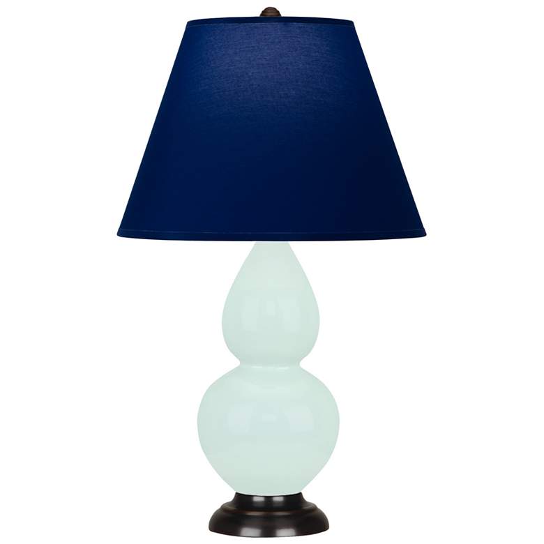 Image 1 Small Double Gourd 22.75"H Mint Glazed Bronze Lamp w/ Navy Shade