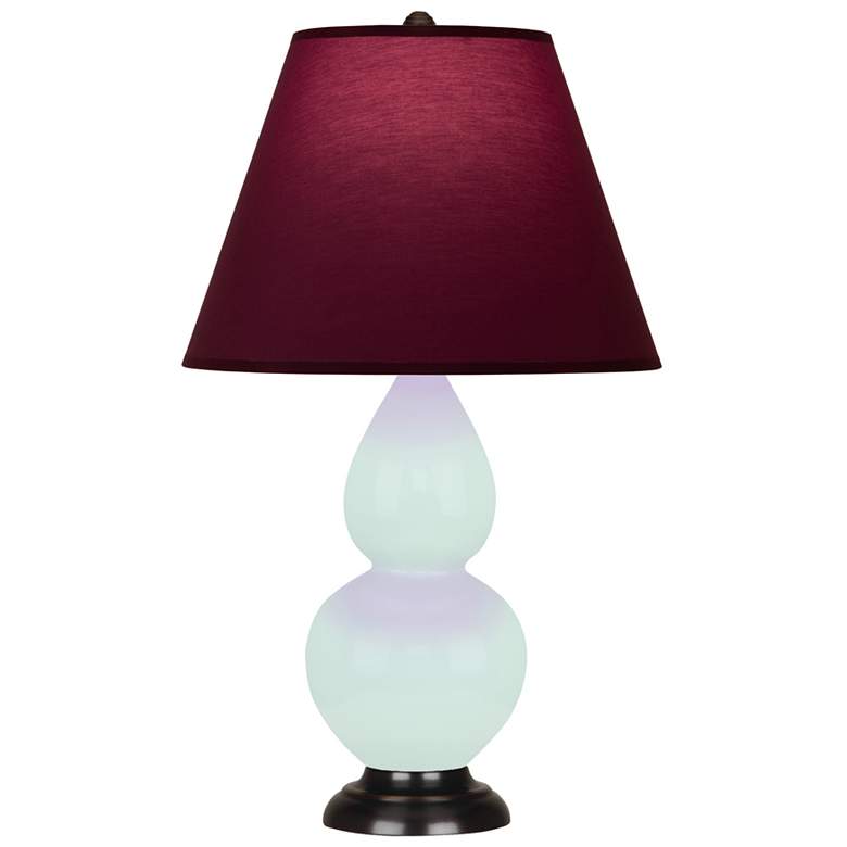 Image 1 Small Double Gourd 22.75"H Mint Glazed Bronze Lamp w/ Plum Shade