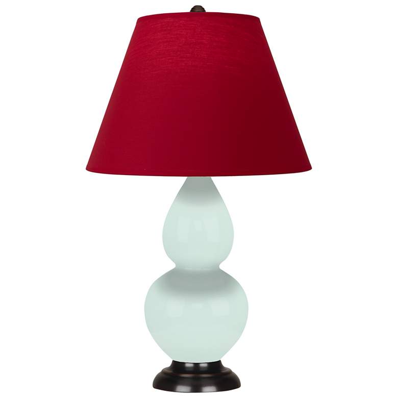 Image 1 Small Double Gourd 22.75"H Mint Glazed Bronze Lamp w/ Red Black Shade