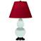 Small Double Gourd 22.75"H Mint Glazed Bronze Lamp w/ Red Black Shade