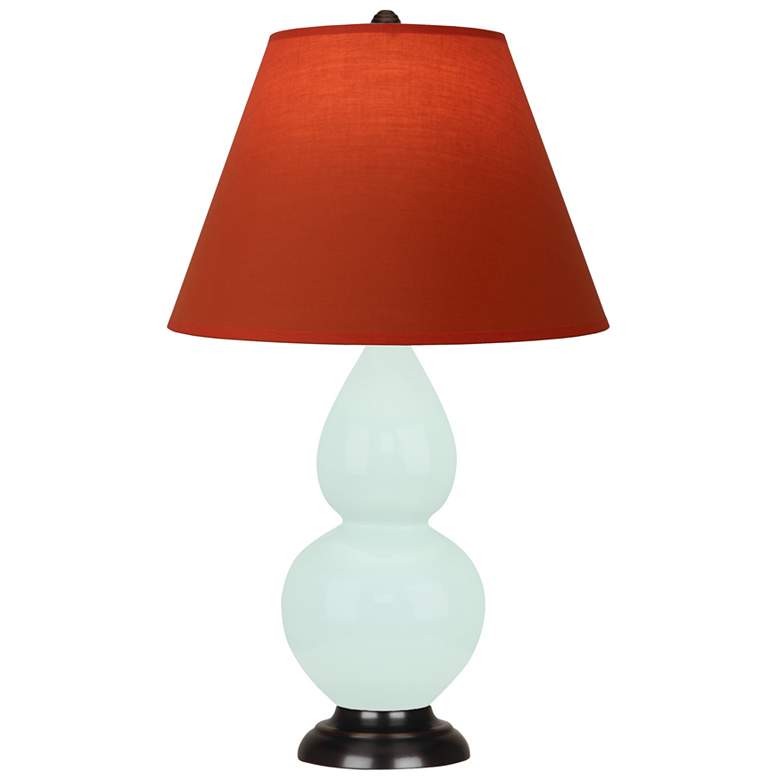 Image 1 Small Double Gourd 22.75"H Mint Glazed Bronze Lamp w/ Tangerine Shade