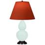 1_Small Double Gourd 22.75"H Mint Glazed Bronze Lamp w/ Tangerine Shade