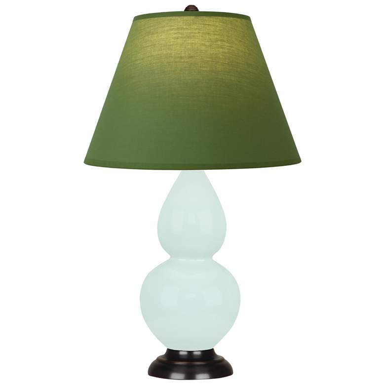 Image 1 Small Double Gourd 22.75"H Mint Glazed Bronze Lamp w/ Tea Green Shade