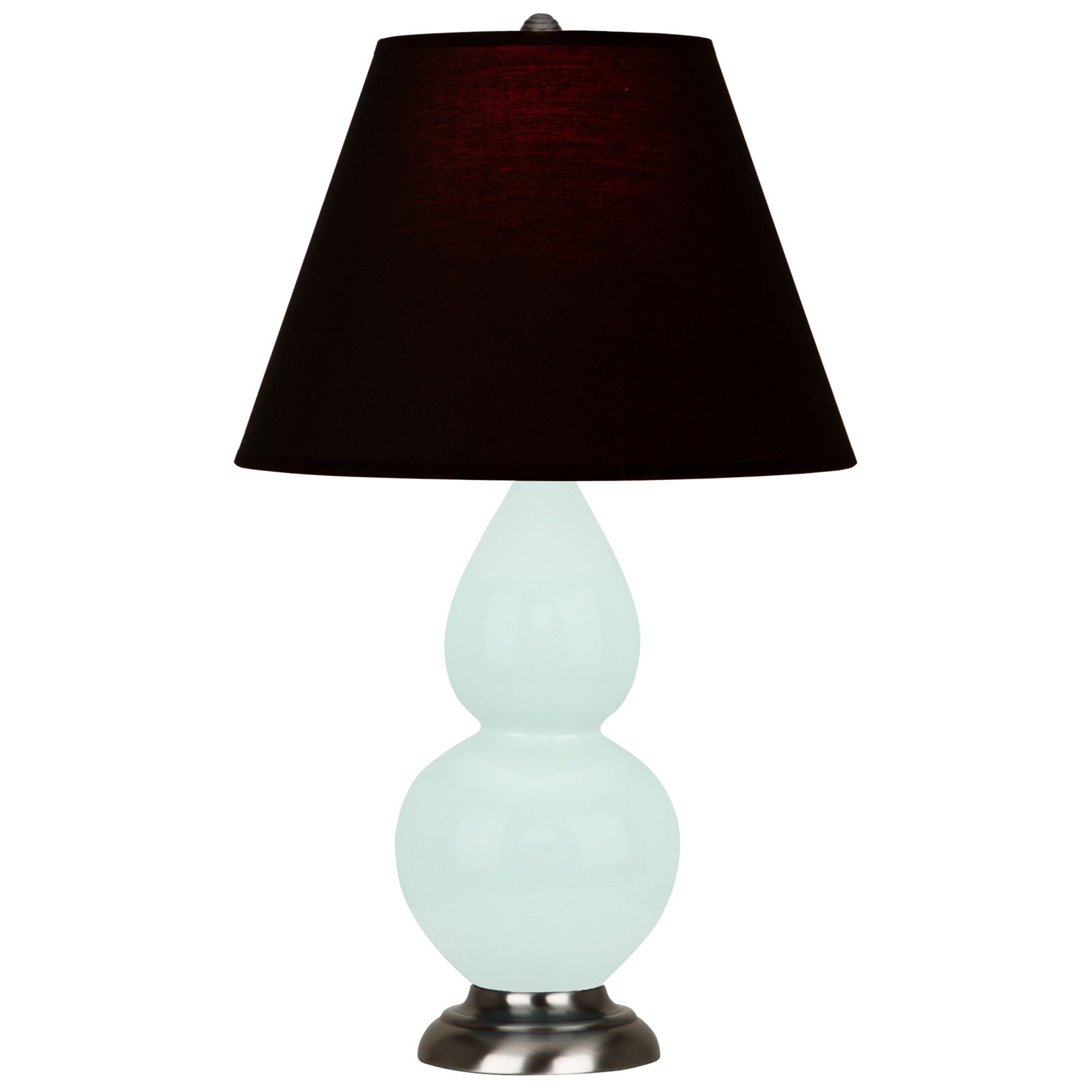 Image 2 Small Double Gourd 22.75"H Mint Glazed Silver Lamp w/ Black Red Shade more views