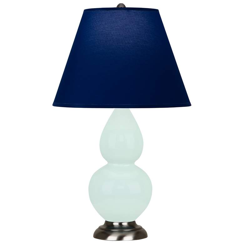 Image 1 Small Double Gourd 22.75"H Mint Glazed Silver Lamp w/ Navy Shade