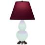 1_Small Double Gourd 22.75"H Mint Glazed Silver Lamp w/ Plum Shade