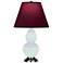 Small Double Gourd 22.75"H Mint Glazed Silver Lamp w/ Plum Shade