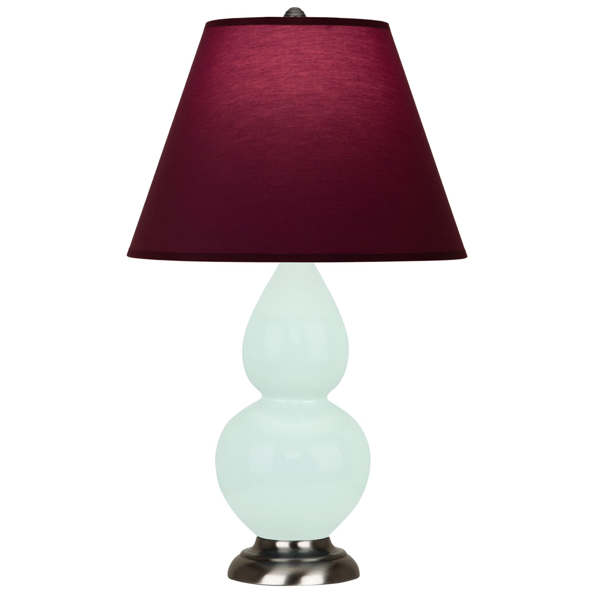 Image 2 Small Double Gourd 22.75"H Mint Glazed Silver Lamp w/ Plum Shade more views