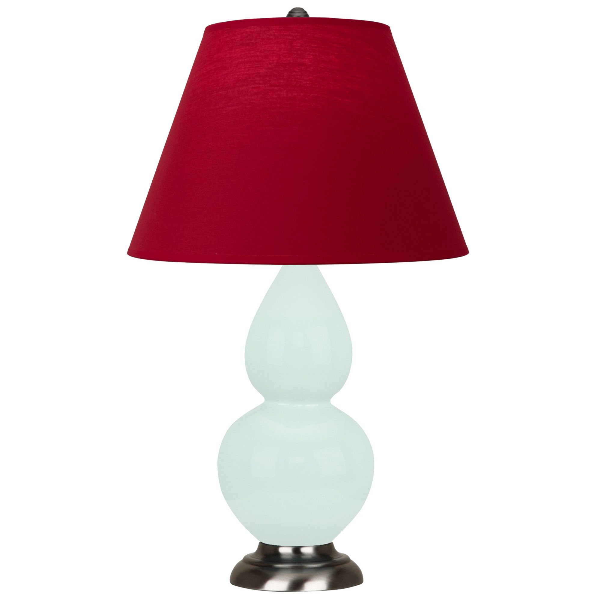 Image 2 Small Double Gourd 22.75"H Mint Glazed Silver Lamp w/ Red Black Shade more views