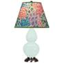 1_Small Double Gourd 22.75"H Mint Glazed Silver Lamp w/ Spring Floral Shade