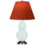 1_Small Double Gourd 22.75"H Mint Glazed Silver Lamp w/ Tangerine Shade