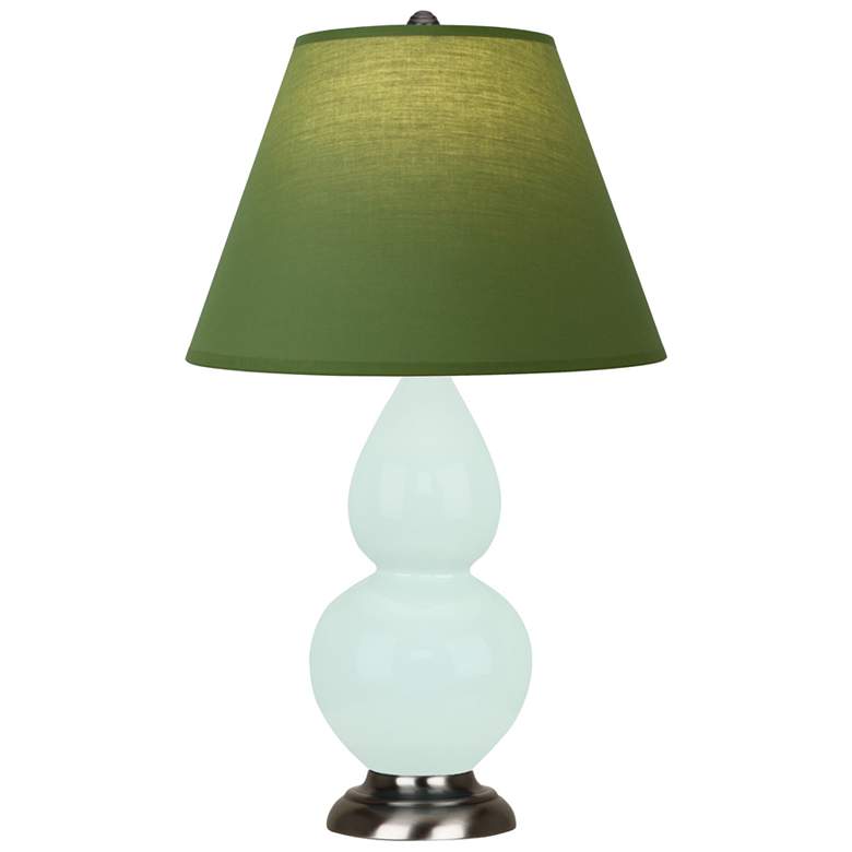 Image 1 Small Double Gourd 22.75"H Mint Glazed Silver Lamp w/ Tea Green Shade