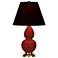 Small Double Gourd 22.75"H Oxblood Antique Brass Lamp w/ Black Red Shade