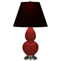 Small Double Gourd 22.75"H Oxblood Antique Silver Lamp w/ Black Red Shade