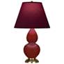 1_Small Double Gourd 22.75"H Oxblood Brass Lamp w/ Plum Shade