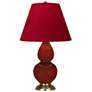 1_Small Double Gourd 22.75"H Oxblood Brass Lamp w/ Red Black Shade
