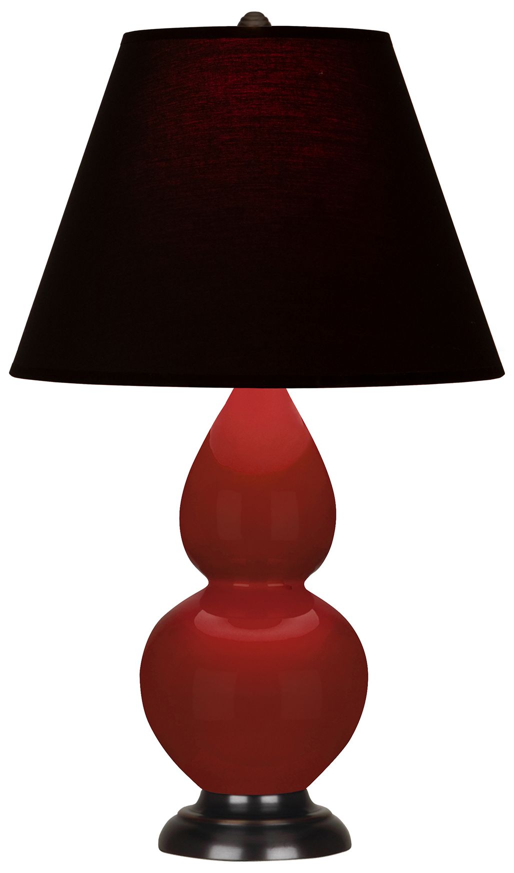 Small Double Gourd 22.75"H Oxblood Bronze Lamp w/ Black Red Made to Order