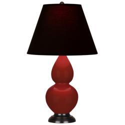 Small Double Gourd 22.75"H Oxblood Bronze Lamp w/ Black Red Shade