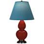 1_Small Double Gourd 22.75"H Oxblood Bronze Lamp w/ Bright Blue Shade