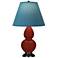 Small Double Gourd 22.75"H Oxblood Bronze Lamp w/ Bright Blue Shade