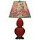 Small Double Gourd 22.75"H Oxblood Bronze Lamp w/ Fall Floral Shade