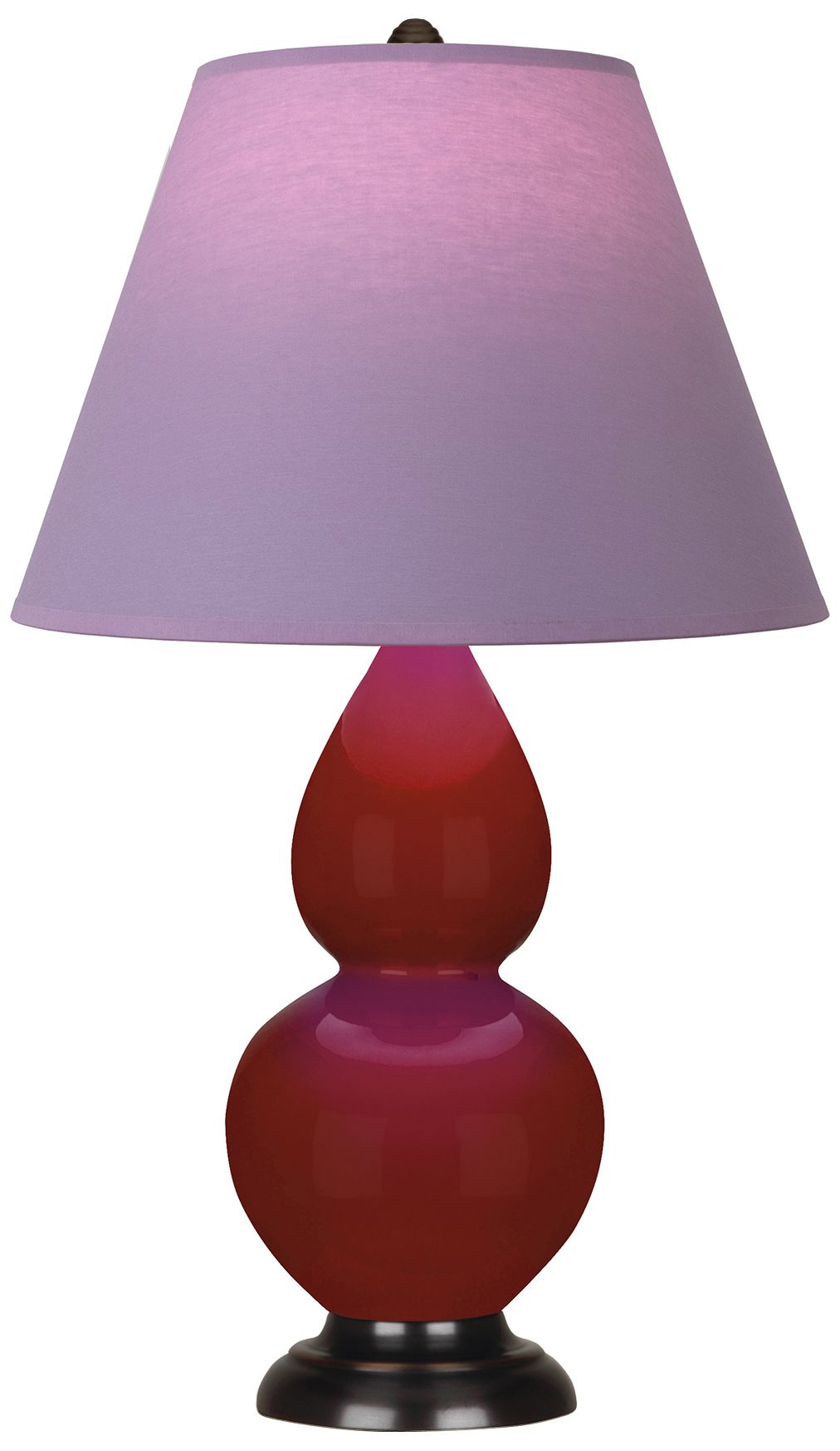 Small Double Gourd 22.75"H Oxblood Bronze Lamp w/ Lavender Made to Order