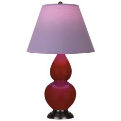 Small Double Gourd 22.75"H Oxblood Bronze Lamp w/ Lavender Shade
