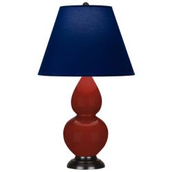 Small Double Gourd 22.75"H Oxblood Bronze Lamp w/ Navy w/ Gray Lining Shade
