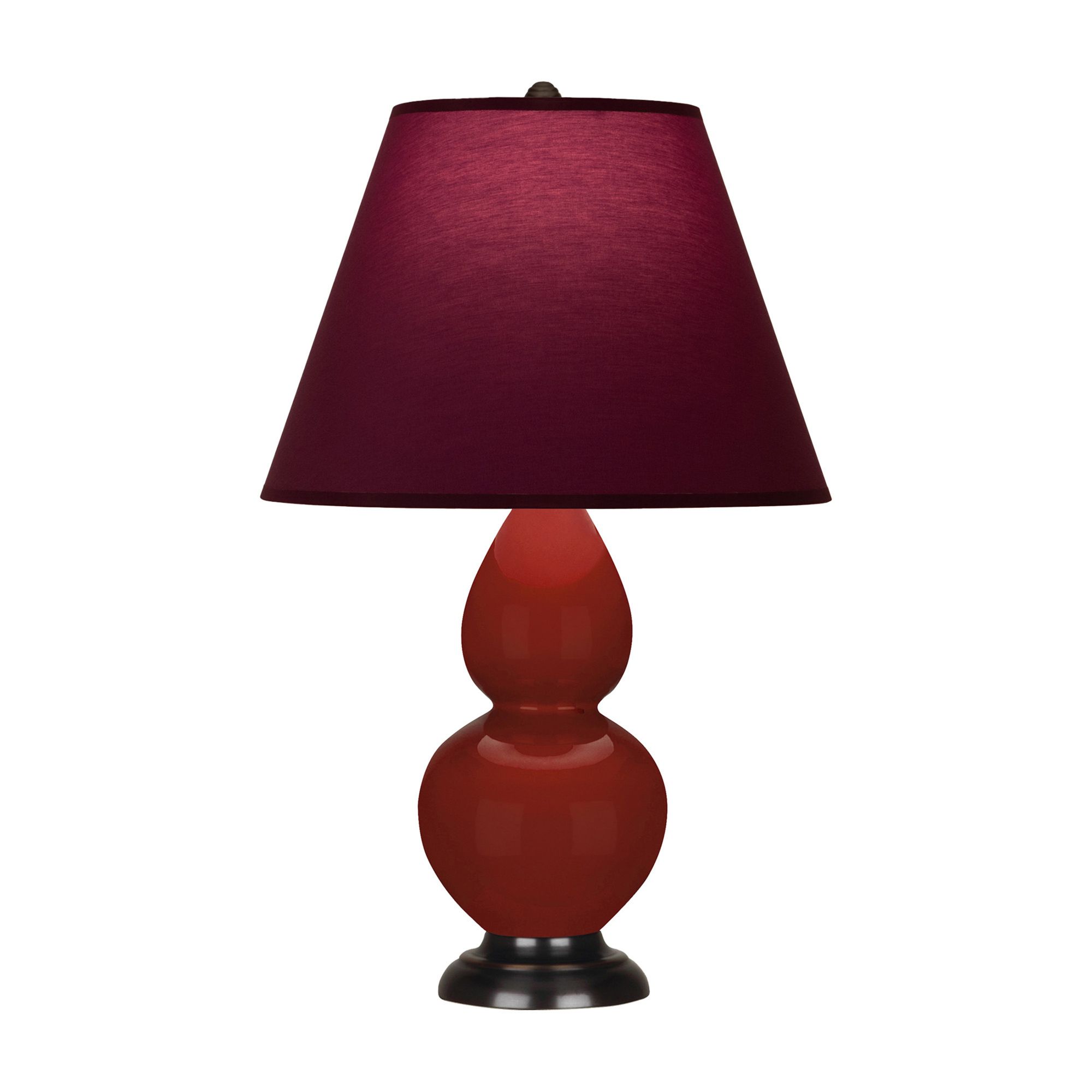 Image 2 Small Double Gourd 22.75"H Oxblood Bronze Lamp w/ Plum Shade Made to Order more views