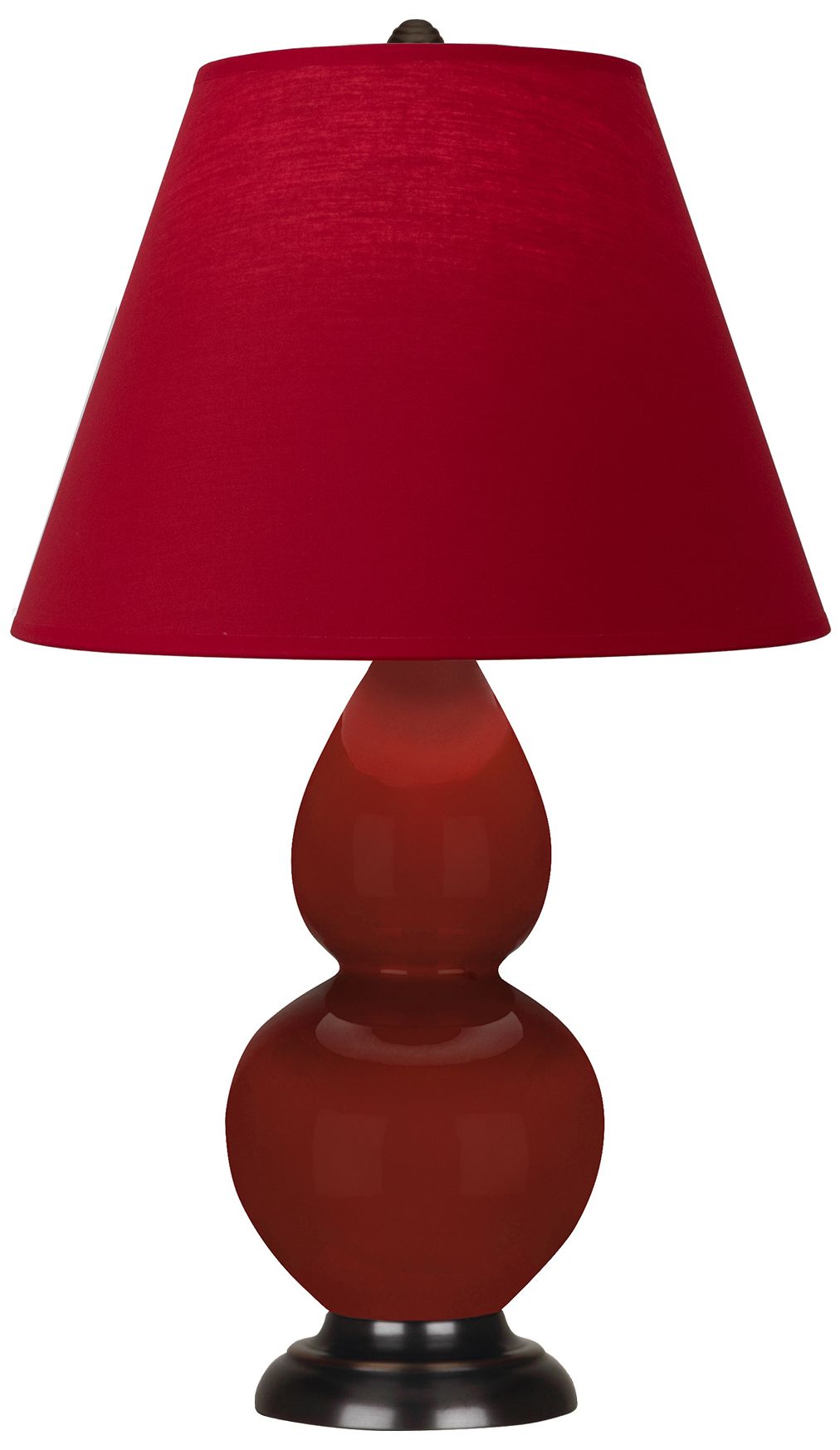 Small Double Gourd 22.75"H Oxblood Bronze Lamp w/ Red Black Made to Order