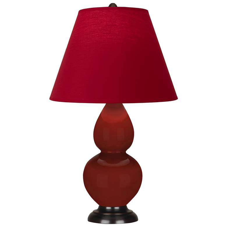 Image 1 Small Double Gourd 22.75"H Oxblood Bronze Lamp w/ Red Black Shade