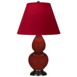 Small Double Gourd 22.75"H Oxblood Bronze Lamp w/ Red Black Shade