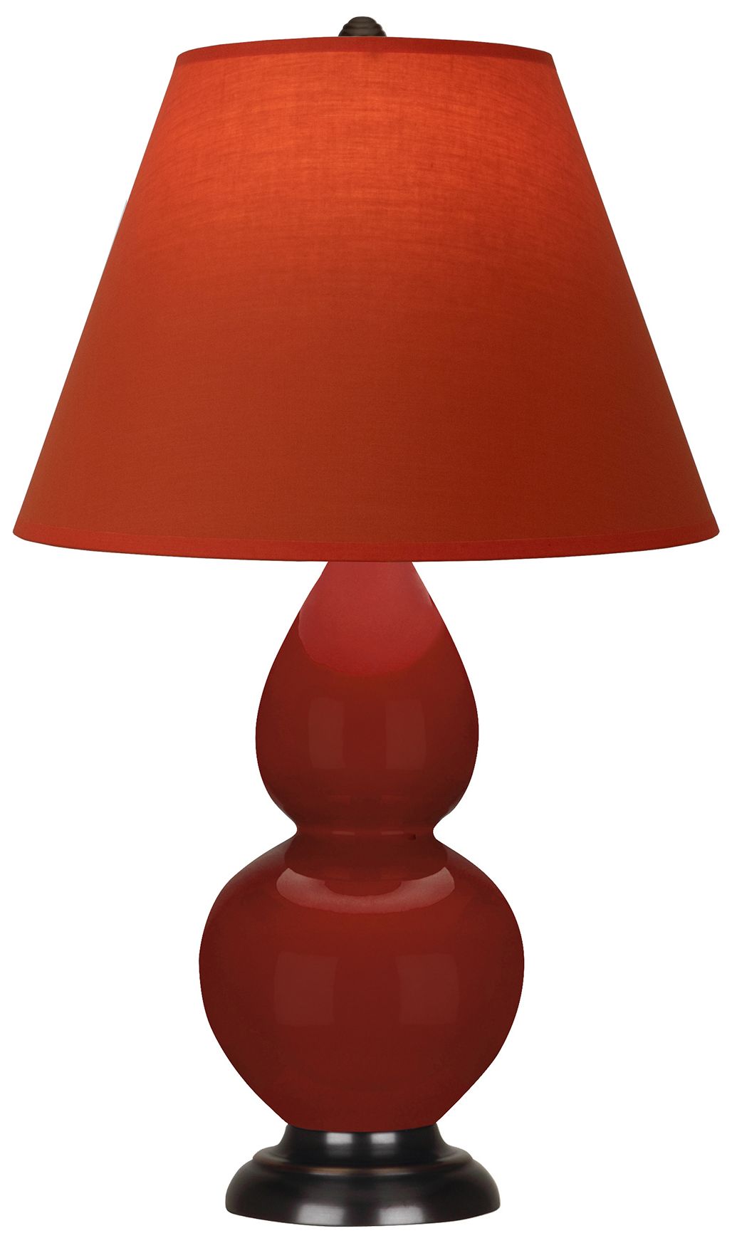 Small Double Gourd 22.75"H Oxblood Bronze Lamp w/ Tangerine Made to Order
