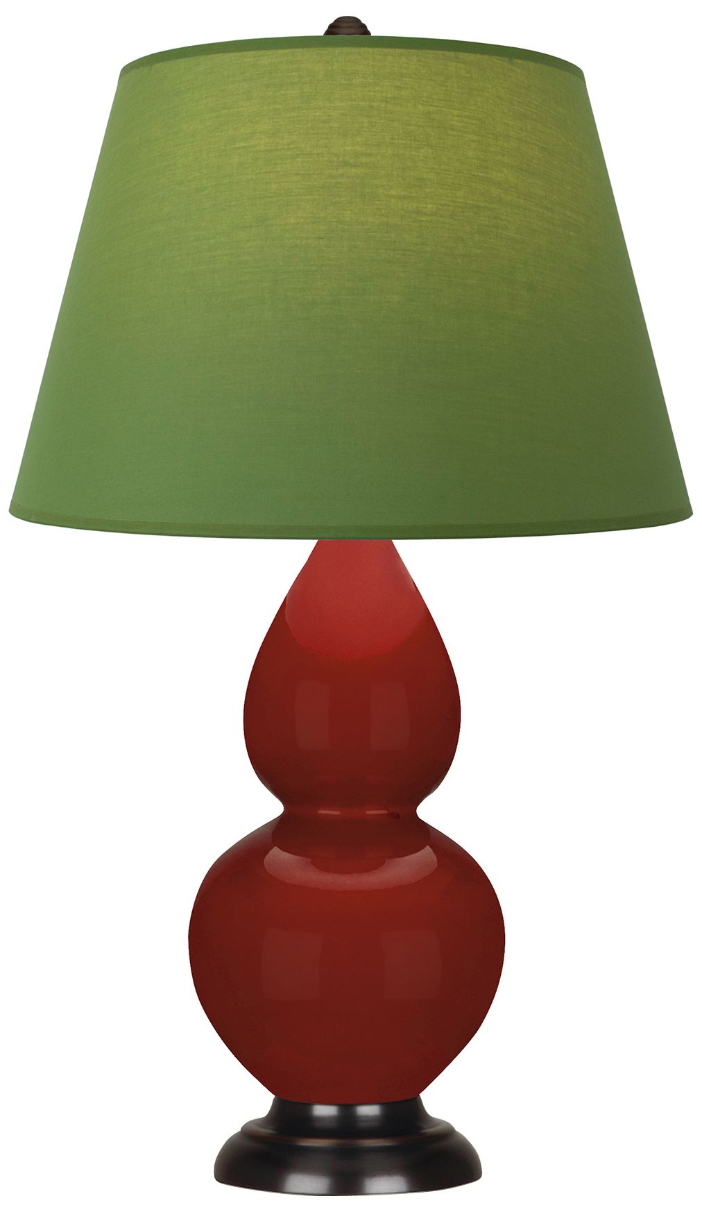 Small Double Gourd 22.75"H Oxblood Bronze Lamp w/ Tea Green Made to Order