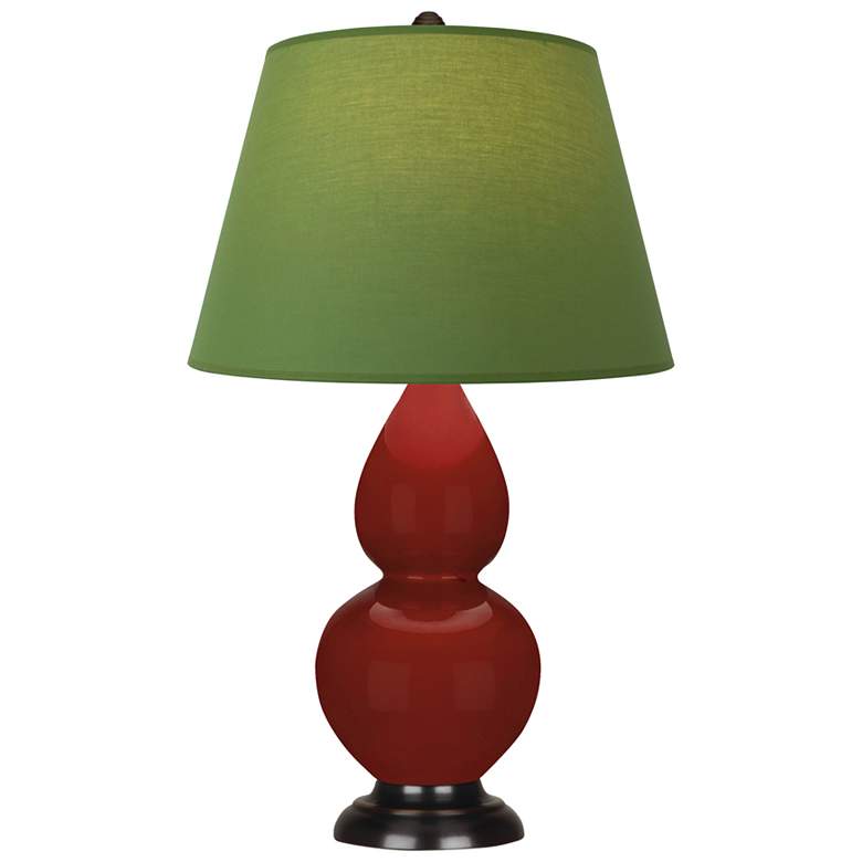 Image 1 Small Double Gourd 22.75"H Oxblood Bronze Lamp w/ Tea Green Shade