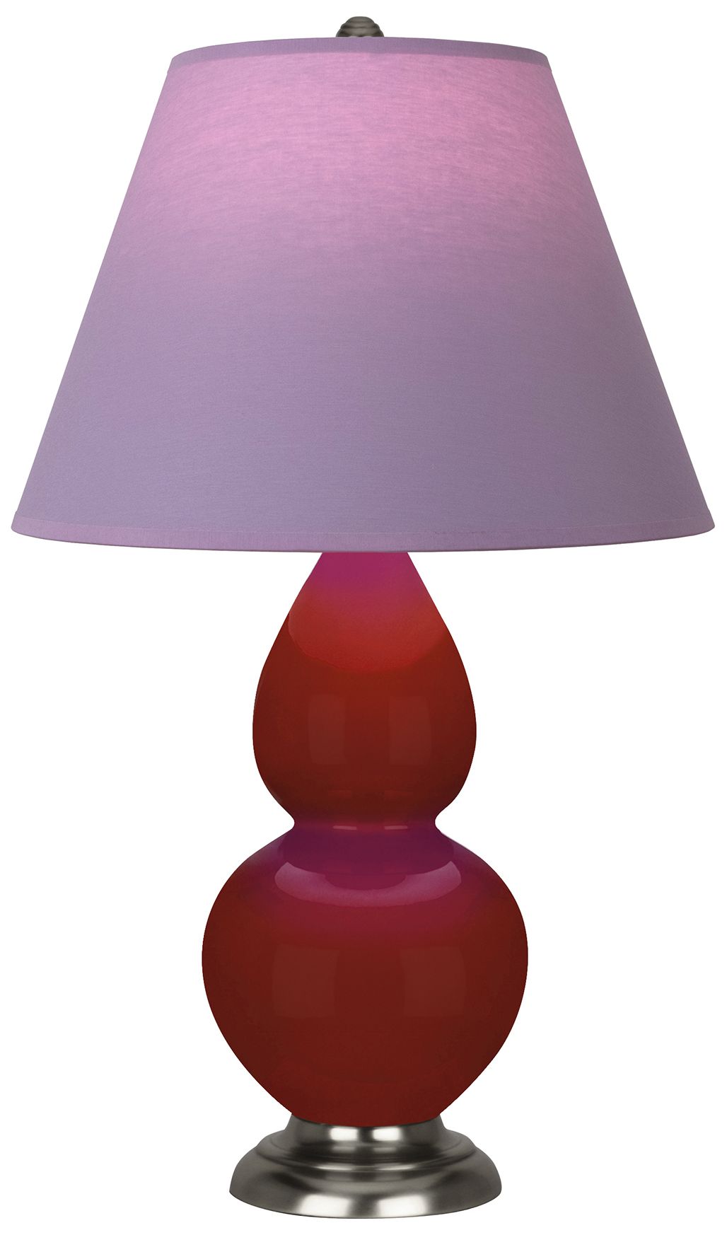 Small Double Gourd 22.75"H Oxblood Silver Lamp w/ Lavender Made to Order
