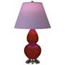 1_Small Double Gourd 22.75"H Oxblood Silver Lamp w/ Lavender Shade