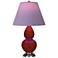 Small Double Gourd 22.75"H Oxblood Silver Lamp w/ Lavender Shade