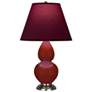 1_Small Double Gourd 22.75"H Oxblood Silver Lamp w/ Plum Shade