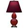 Small Double Gourd 22.75"H Oxblood Silver Lamp w/ Plum Shade