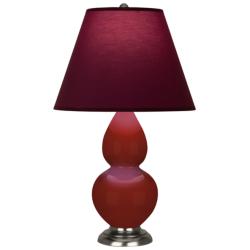 Small Double Gourd 22.75"H Oxblood Silver Lamp w/ Plum Shade