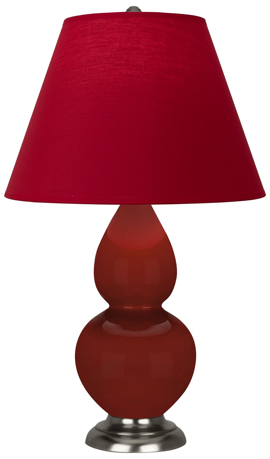 Small Double Gourd 22.75"H Oxblood Silver Lamp w/ Red Black Made to Order